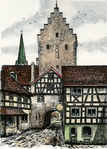 Markdorf, Wehrturm mit Kirche