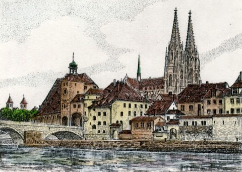 Regensburg, Partie an der Donau