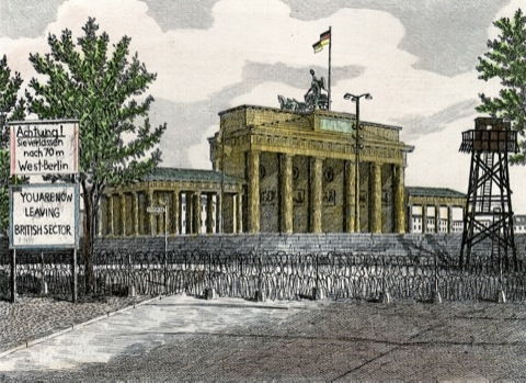 Berlin, Brandenburger Tor mit Mauer