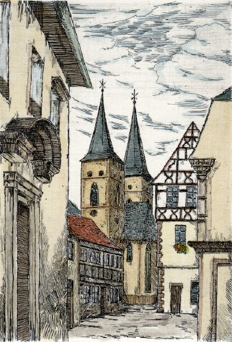 Gerolzhofen, Blick zur Kirche