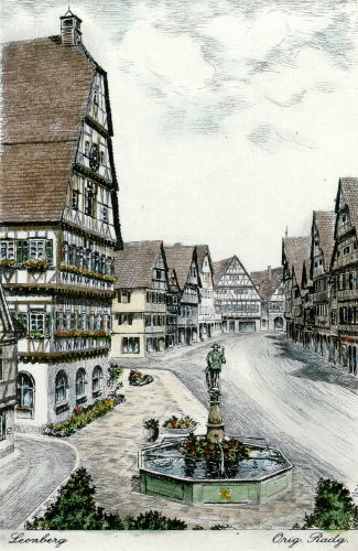Leonberg, Rathaus mit Marktbrunnen